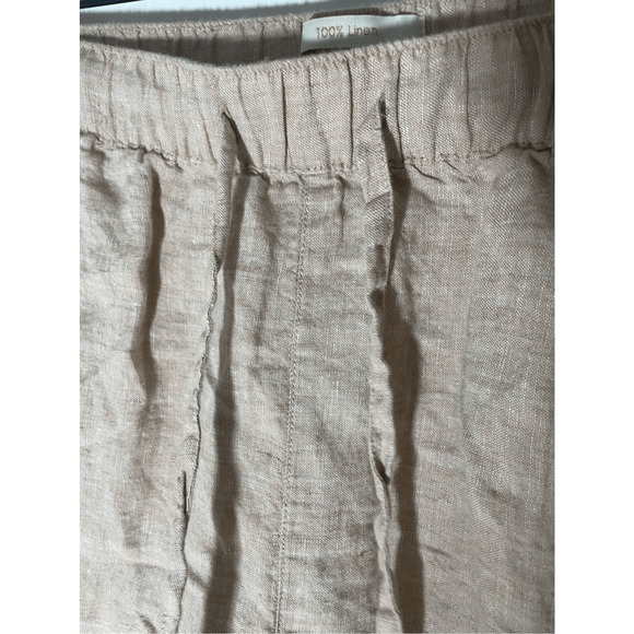 Cynthia Rowley Embroidered Linen Women's Tan Chino Relaxed Fit Preppy Shorts - Picture 2 of 5